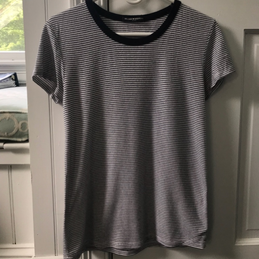 Brandy Melville Striped Crew Neck T-Shirt